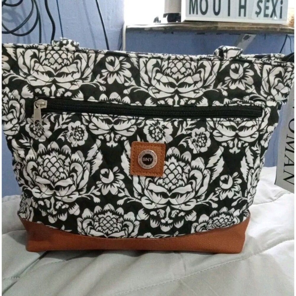 Stone Mountain SNY Black Floral Tote Purse Women’s Handbag